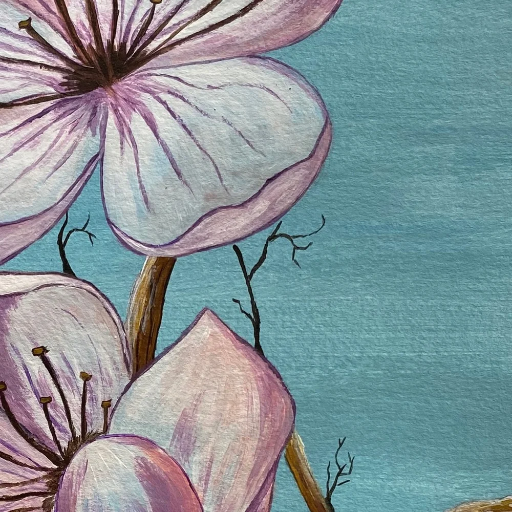 🌙 New Original Acrylic Painting Cherry Flower Blooming Wall Art